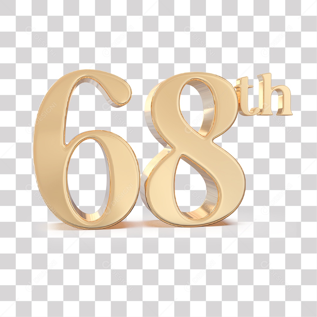 Elemento 3D Para Composições 68 º Dourado PNG Transparente
