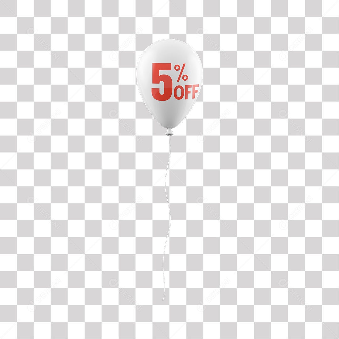 Elemento 3D Para Composição Balão Branco 5% De Desconto PNG Transparente