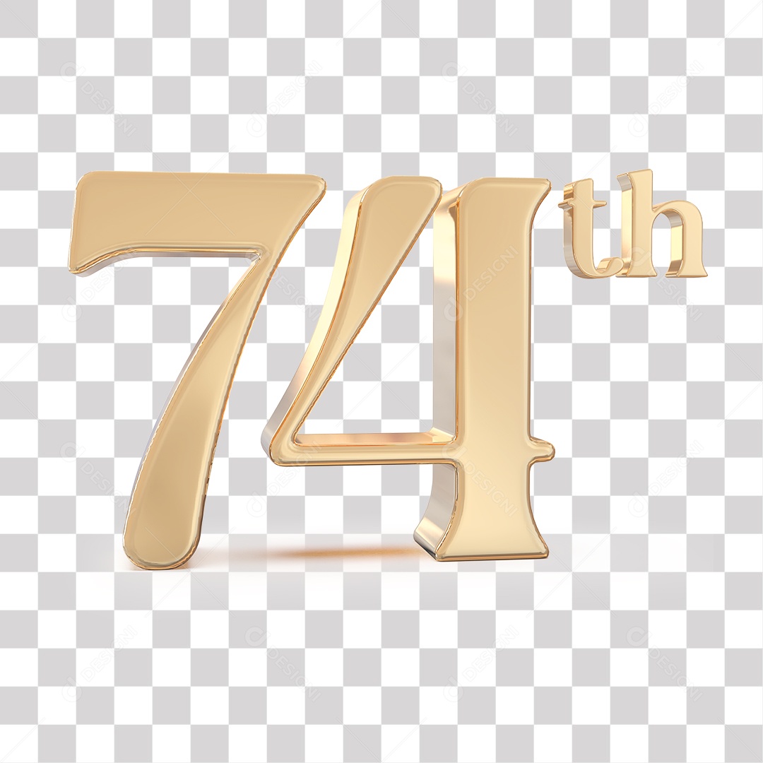 Elemento 3D Para Composições 74 º Dourado PNG Transparente