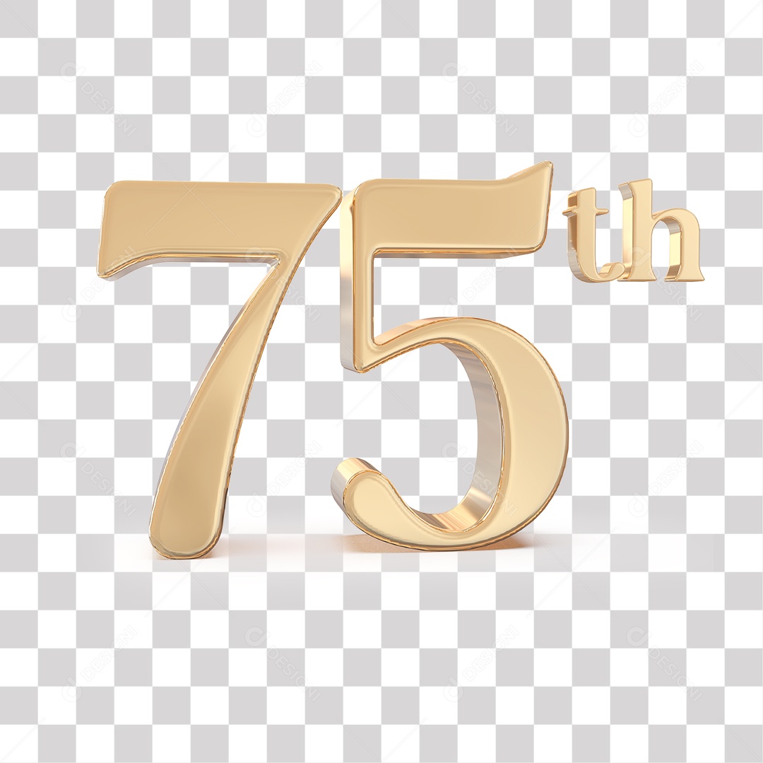 Elemento 3D Para Composições 75 º Dourado PNG Transparente