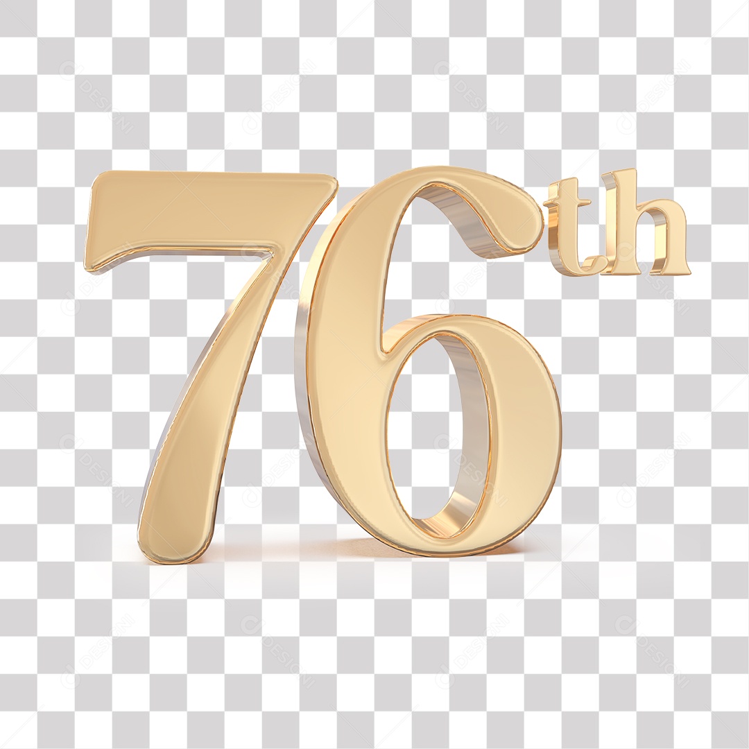 Elemento 3D Para Composições 76 º Dourado PNG Transparente
