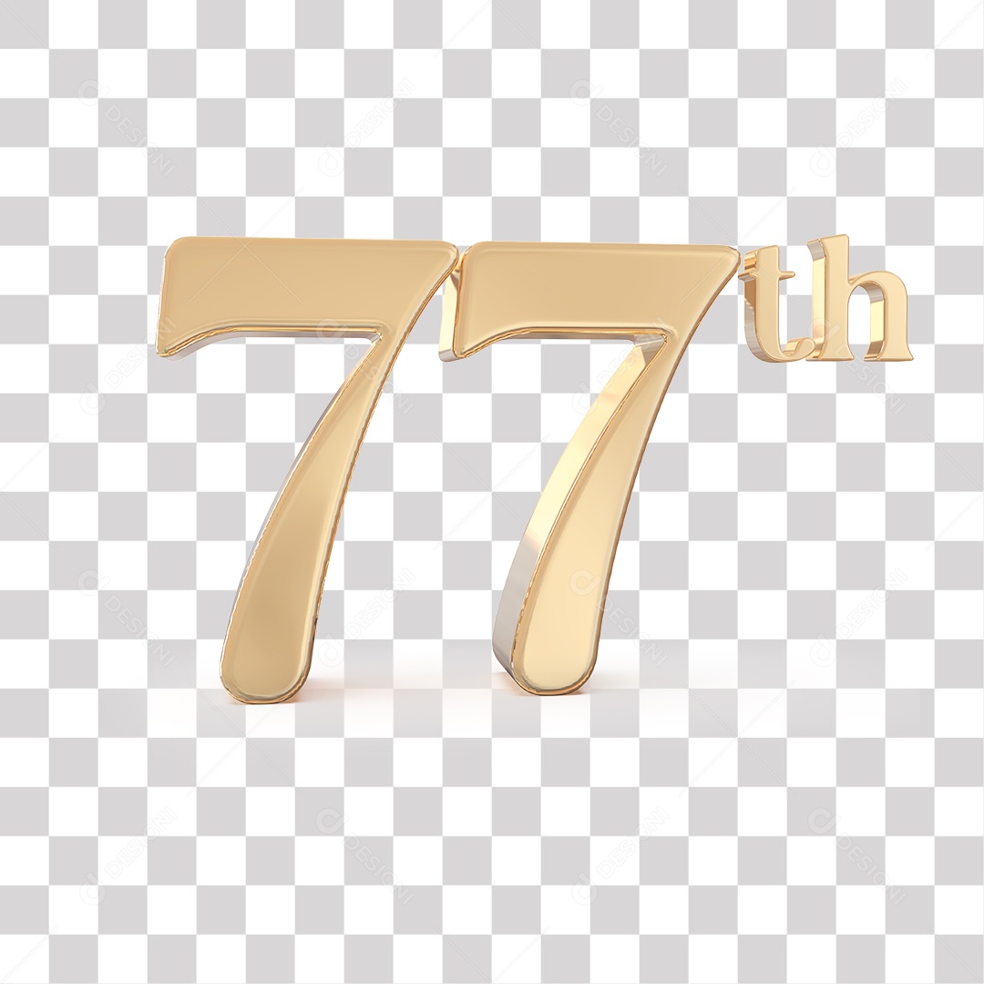 Elemento 3D Para Composições 77 º Dourado PNG Transparente