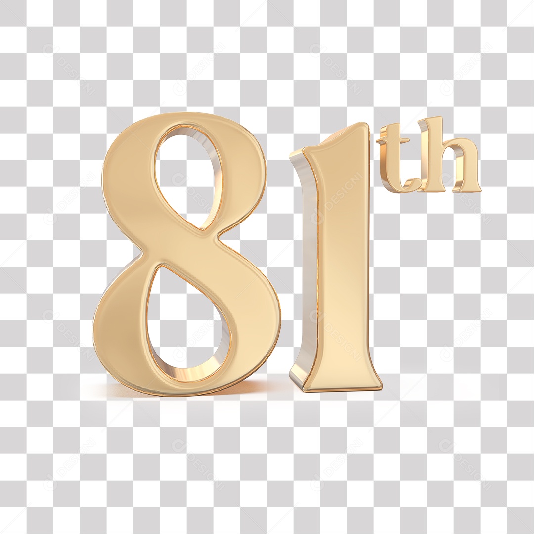 Elemento 3D Para Composições 81 º Dourado PNG Transparente