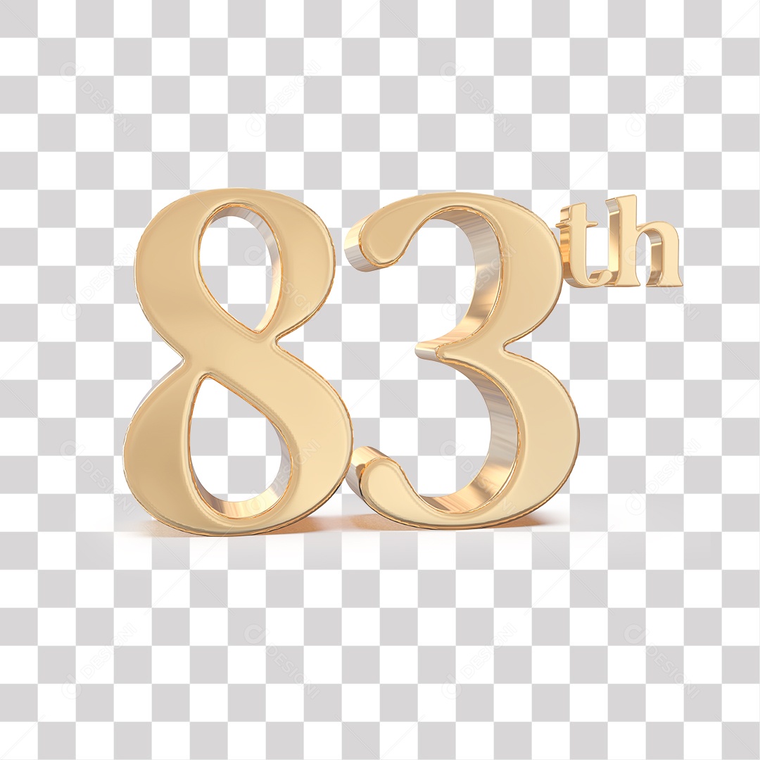 Elemento 3D Para Composições 83 º Dourado PNG Transparente