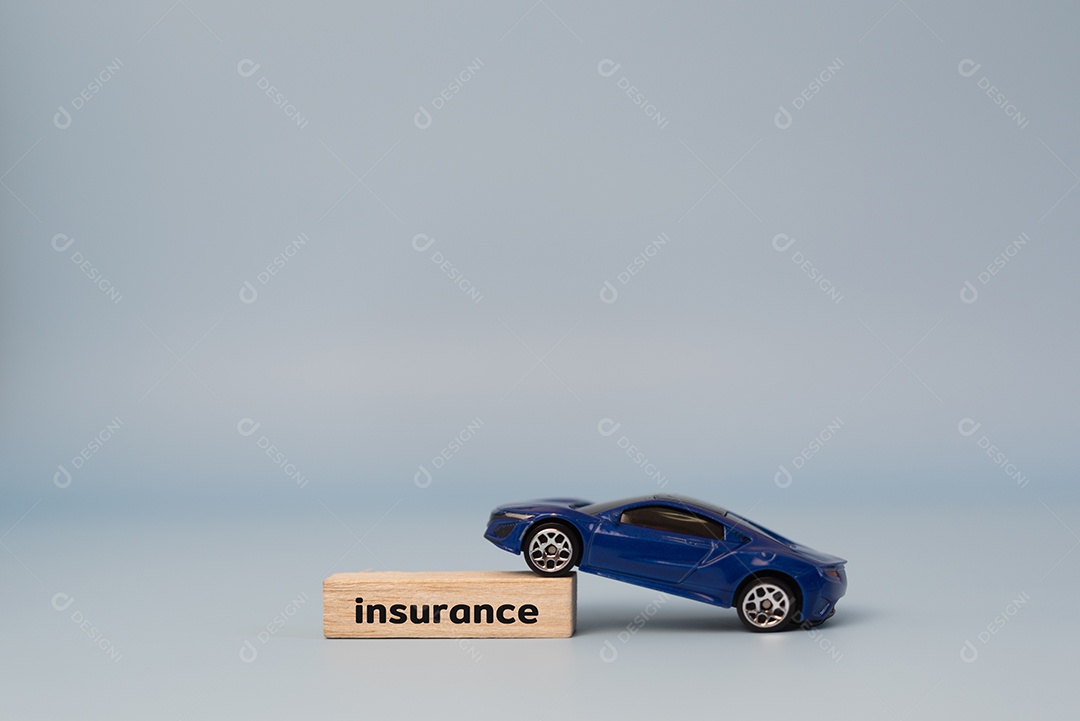 Wood block insurance car business finance service support concept.