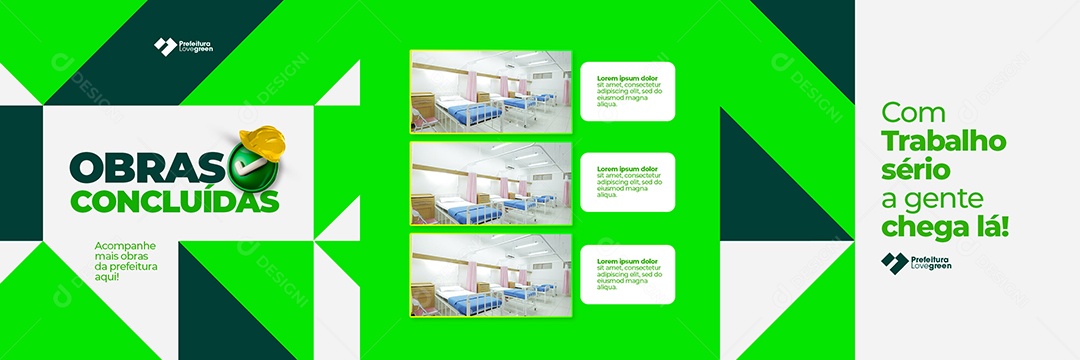 Social Media Carrossel Prefeitura Obras Concluídas PSD Editável
