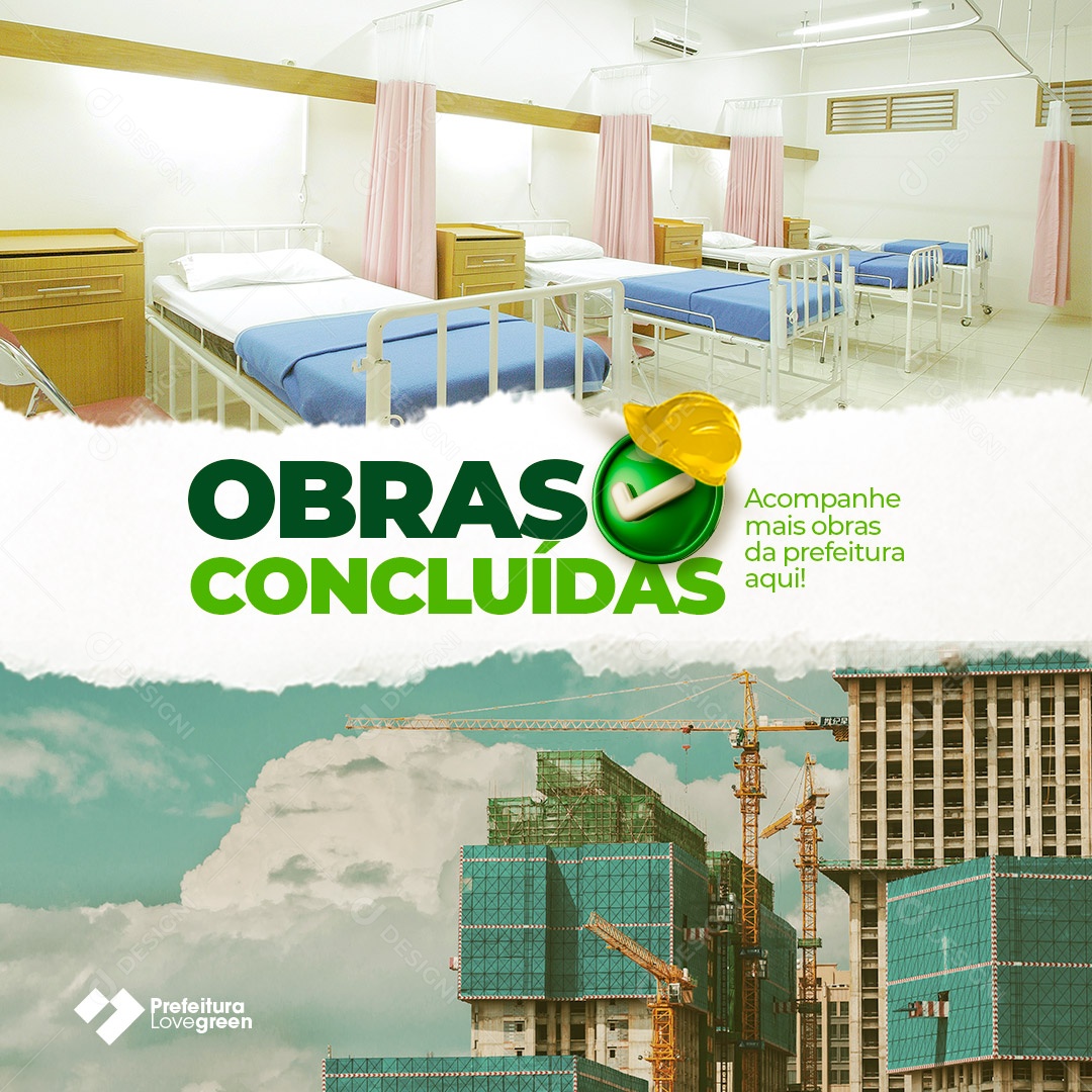 Social Media Prefeitura Obras Concluídas PSD Editável