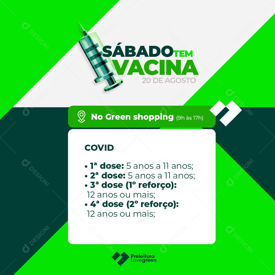 Social Media Feed Prefeitura Sábado Tem Vacina PSD Editável