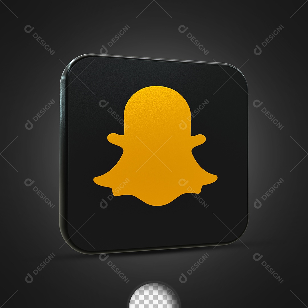 Snapchat Elemento 3D Dourado e Preto Para Composição PSD