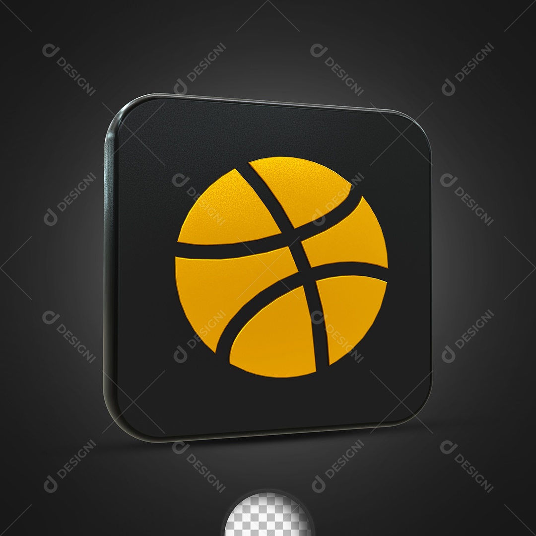 Dribbble Elemento 3D Dourado e Preto Para Composição PSD