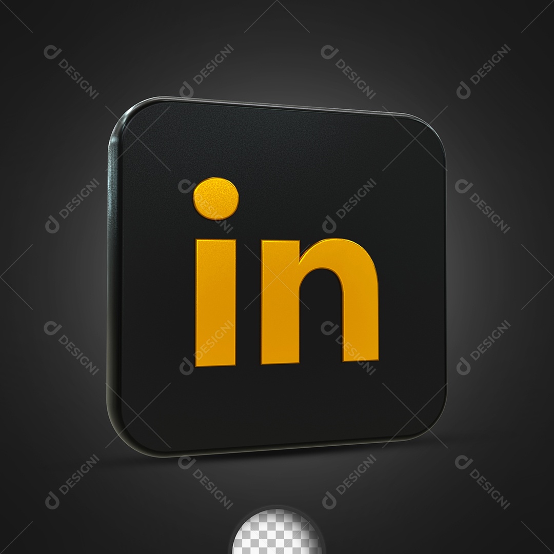 Linkedin Elemento 3D Dourado e Preto Para Composição PSD