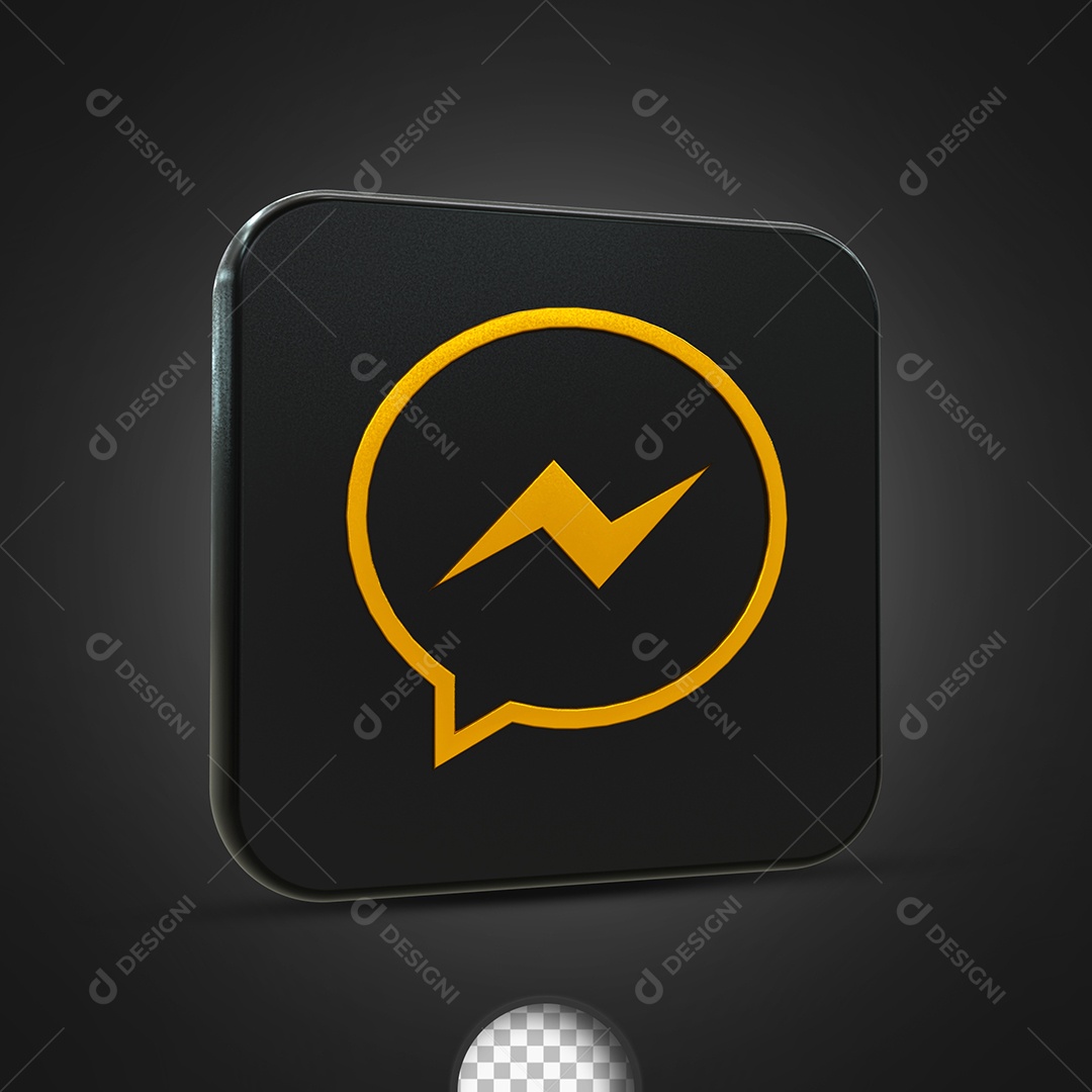 Messenger 3D Golden Black Element For Composition PSD