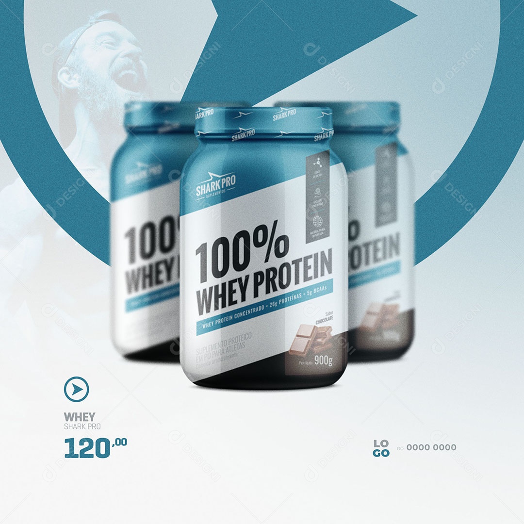 Social Media Suplementos 100% Whey Protein PSD Editável