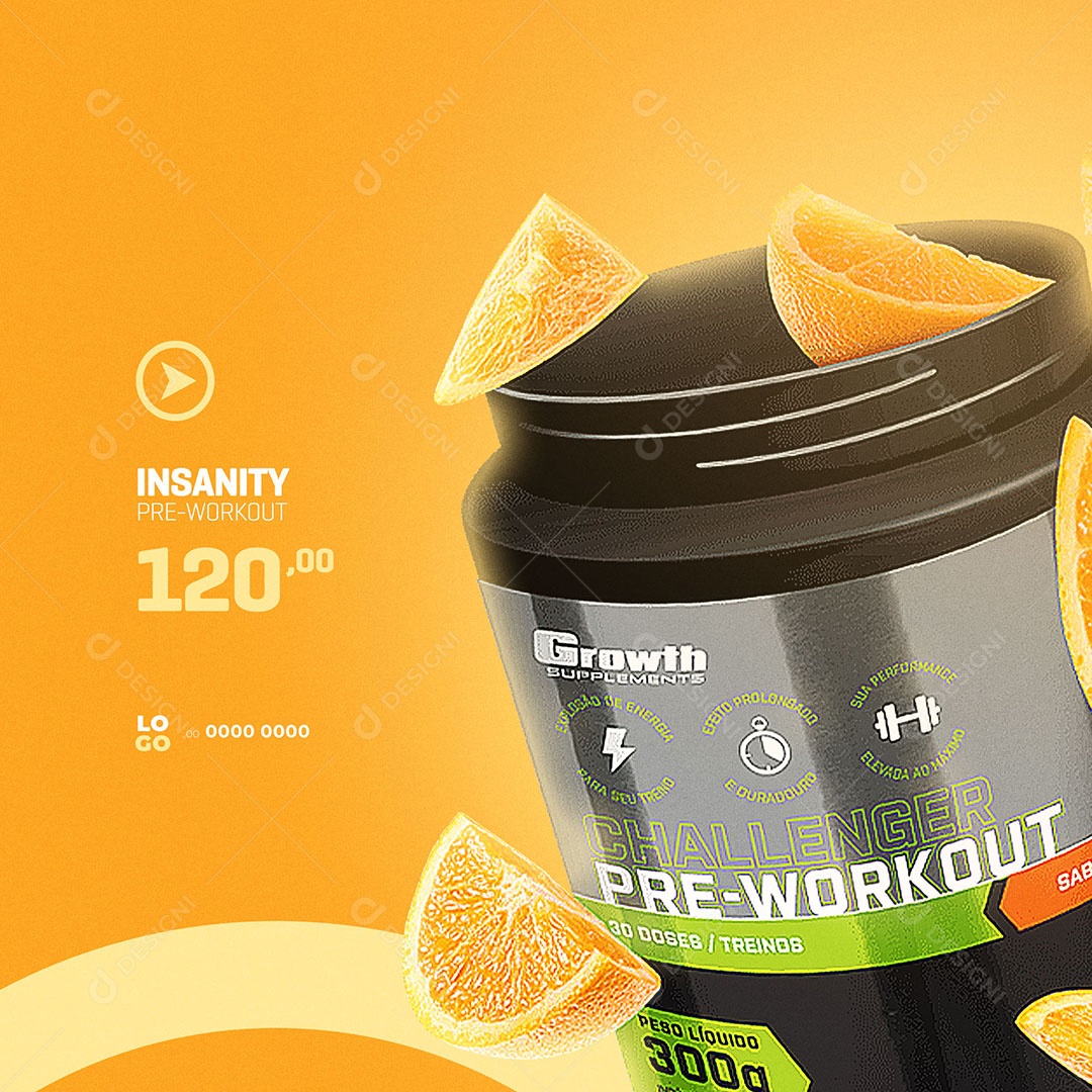 Social Media Suplementos Insanity Pre-Workout  PSD Editável