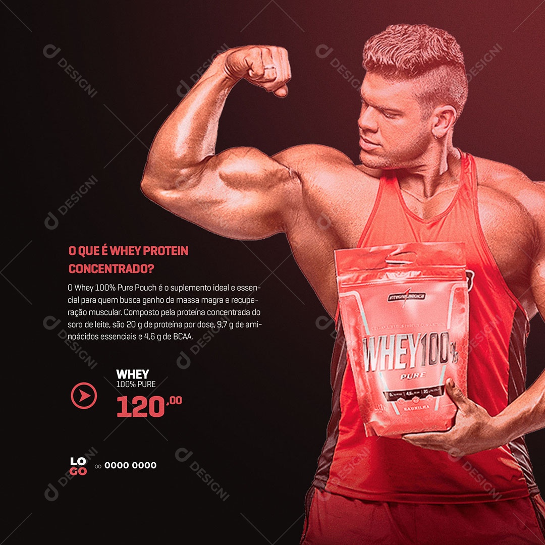 Social Media Suplementos O que é Whey Protein PSD Editável
