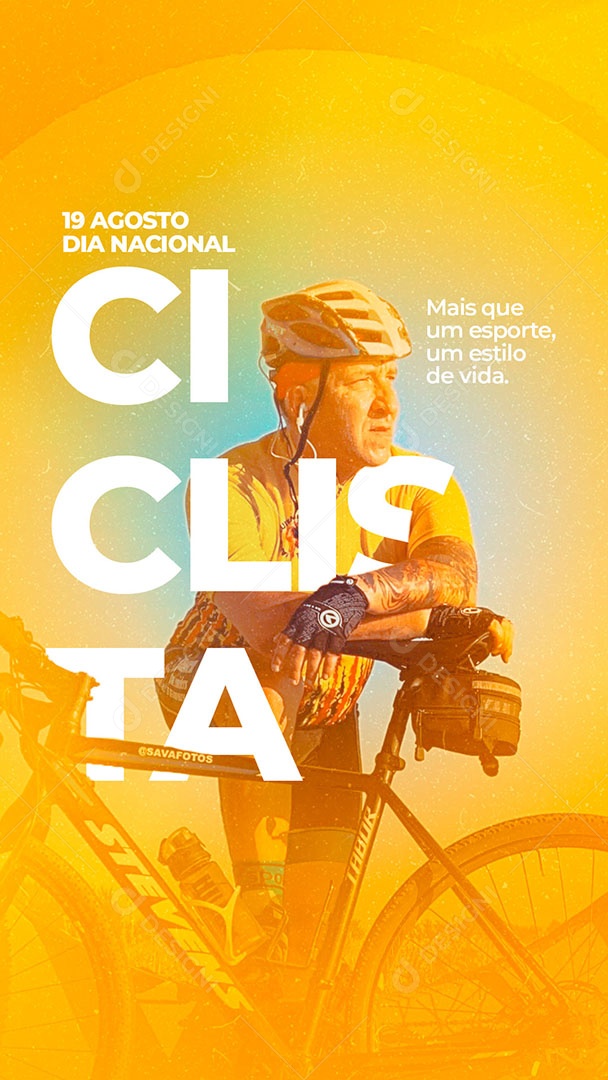 Social Media Story Dia Nacional do Ciclista 19 de Agosto Parabéns PSD Editável