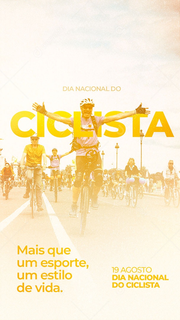 Social Media Story Dia Nacional do Ciclista 19 de Agosto Parabéns PSD Editável