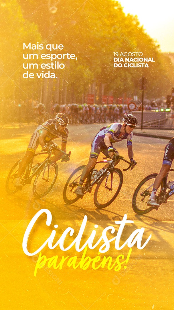 Story Dia Nacional do Ciclista 19 de Agosto Parabéns Social Media PSD Editável