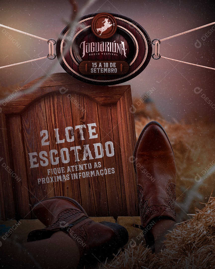 Segundo Lote Esgotado Jaguariúna Rodeio Flyers Social Media PSD Editável
