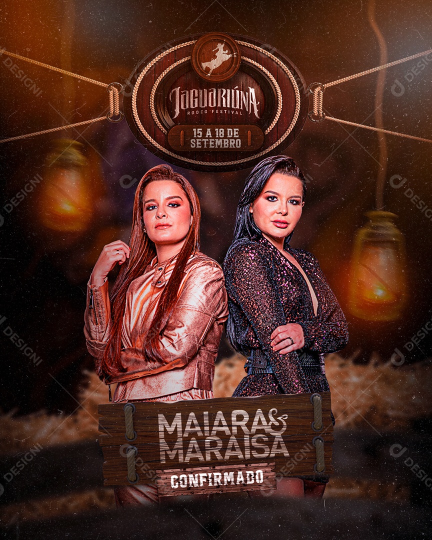 Maiara e Maraisa Confirmado Jaguariúna Rodeio Flyers Social Media PSD Editável