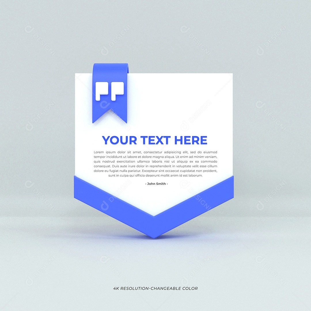 Citações para postagem Ilustração 3D Azul e branco para Composição PSD