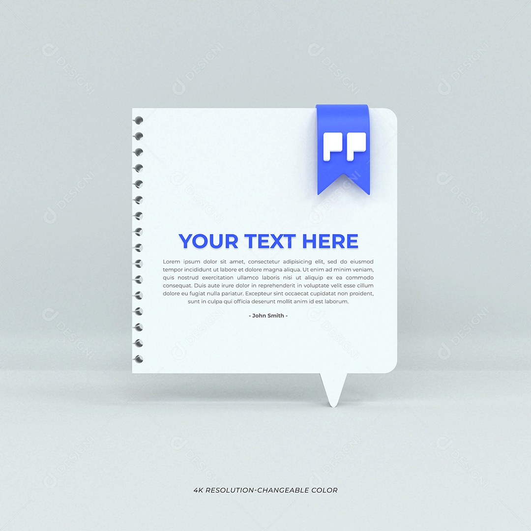 Citações para postagem Ilustração 3D Azul e branco para Composição PSD