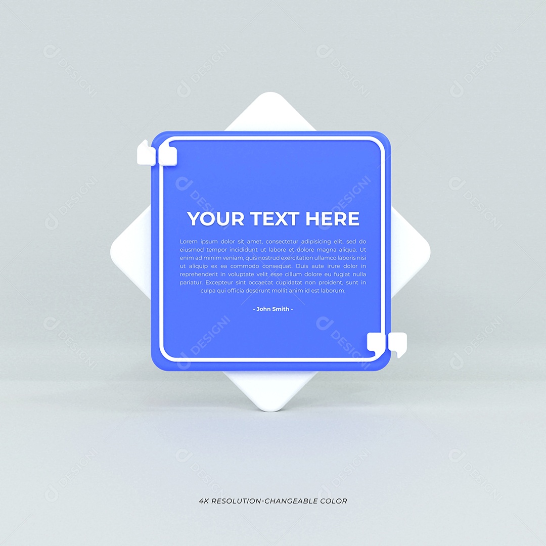 Citações para postagem Ilustração 3D Azul para Composição PSD