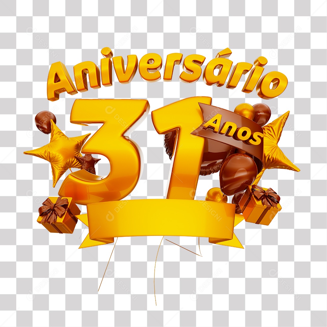Selo 3D Para Composição Aniversário 31 Anos PNG Transparente