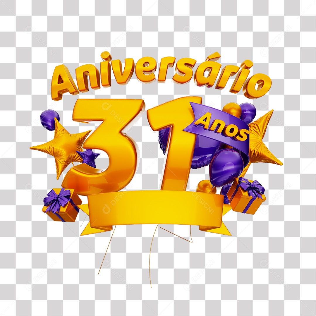 Selo 3D Para Composição Aniversário 31 Anos PNG Transparente