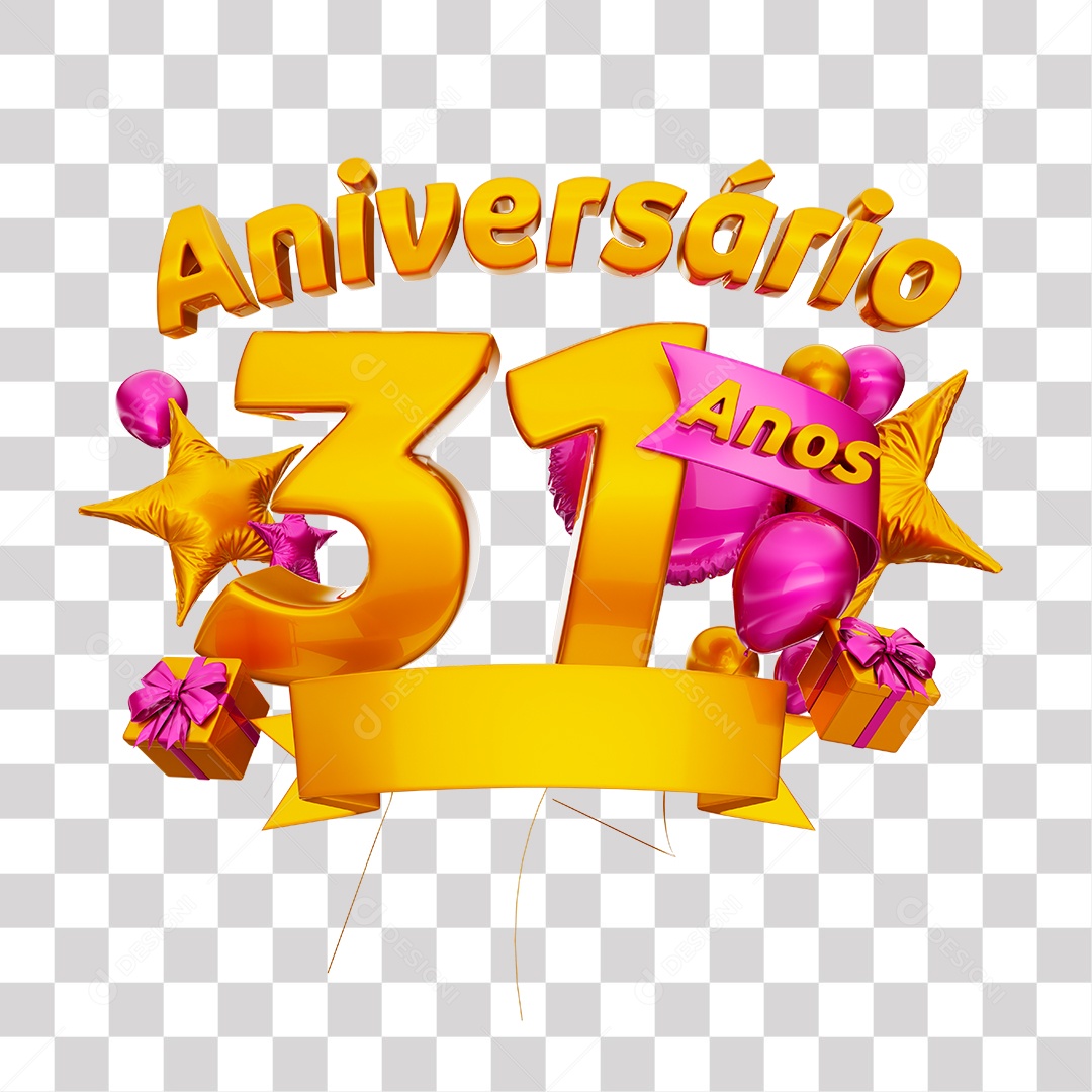 Selo 3D Para Composição Aniversário 31 Anos PNG Transparente