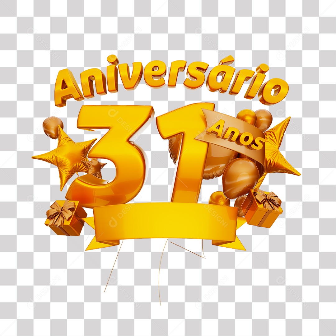 Selo 3D Para Composição Aniversário 31 Anos PNG Transparente