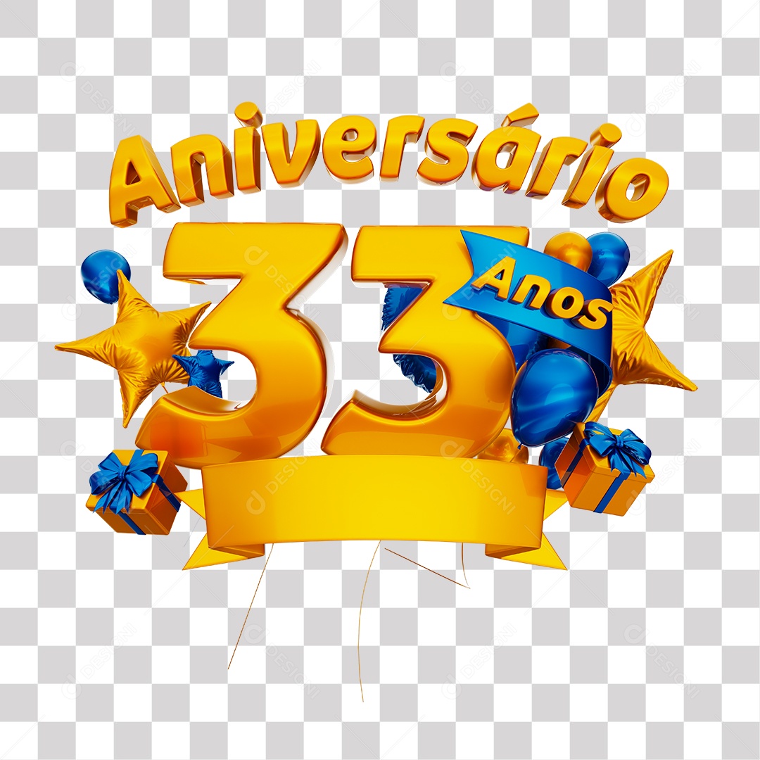 3D Stamp For Composition Anniversary 33 Years PNG Transparent