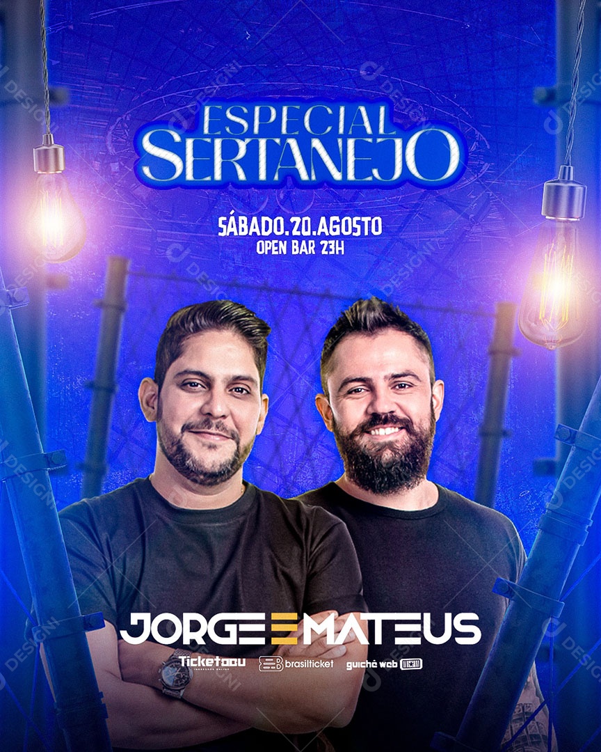 Flyer Especial Sertanejo Jorge e Mateus Social Media PSD Editável