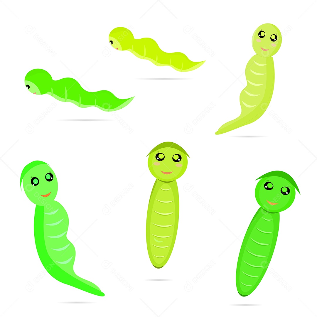 Personagem animal de verme em quadrinhos de desenho animado