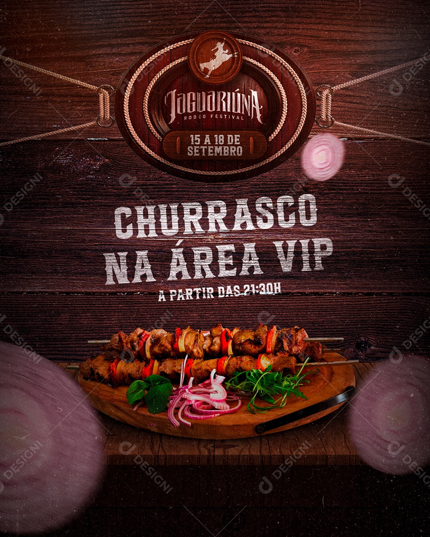 Churrasco na Área Vip Jaguariúna Rodeio Flyers Social Media PSD Editável