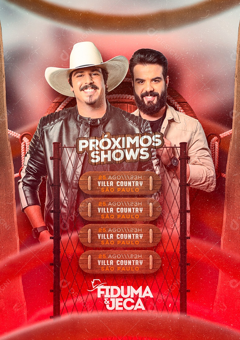 Próximos Shows Fiduma e Jeca Flyers Social Media PSD Editável