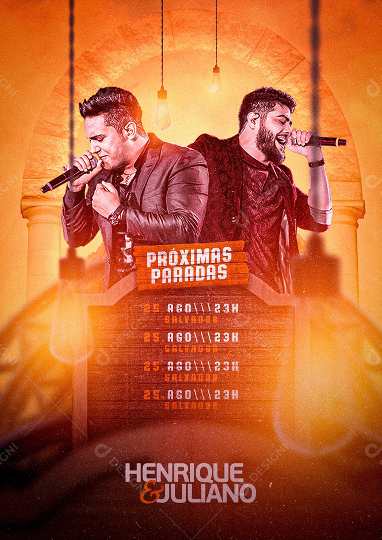 Próximos Shows Henrique E Juliano Flyers Social Media PSD Editável