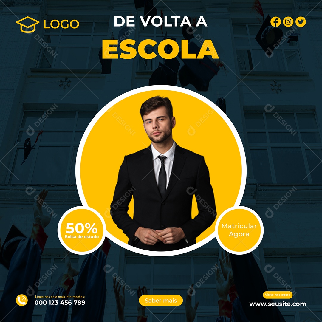 Social Media De Volta a Escola Matricúlas Abertas PSD Editável