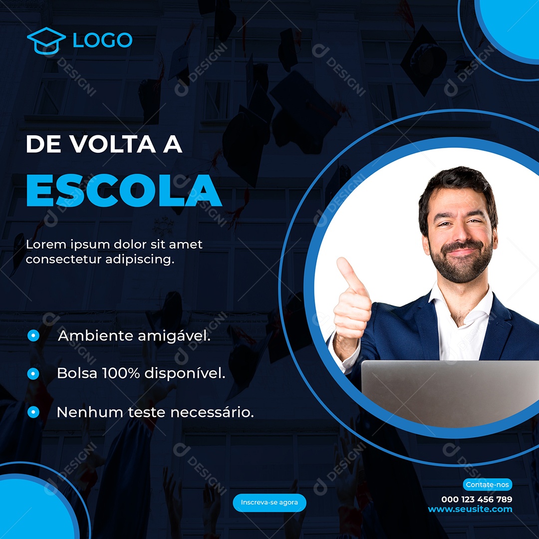 Social Media De Volta a Escola Matricúlas Abertas PSD Editável