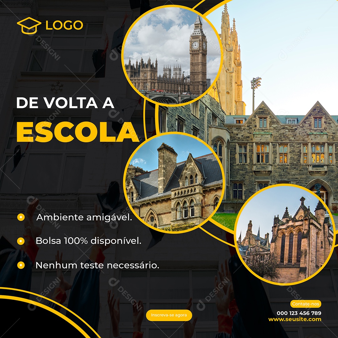 Social Media De Volta a Escola Ambiente Amigável PSD Editável