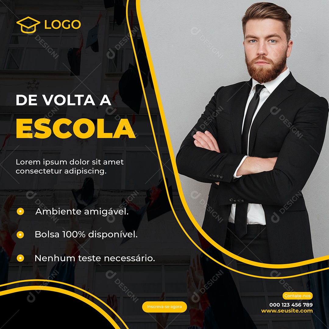 Social Media De Volta a Escola Matricúlas Abertas PSD Editável