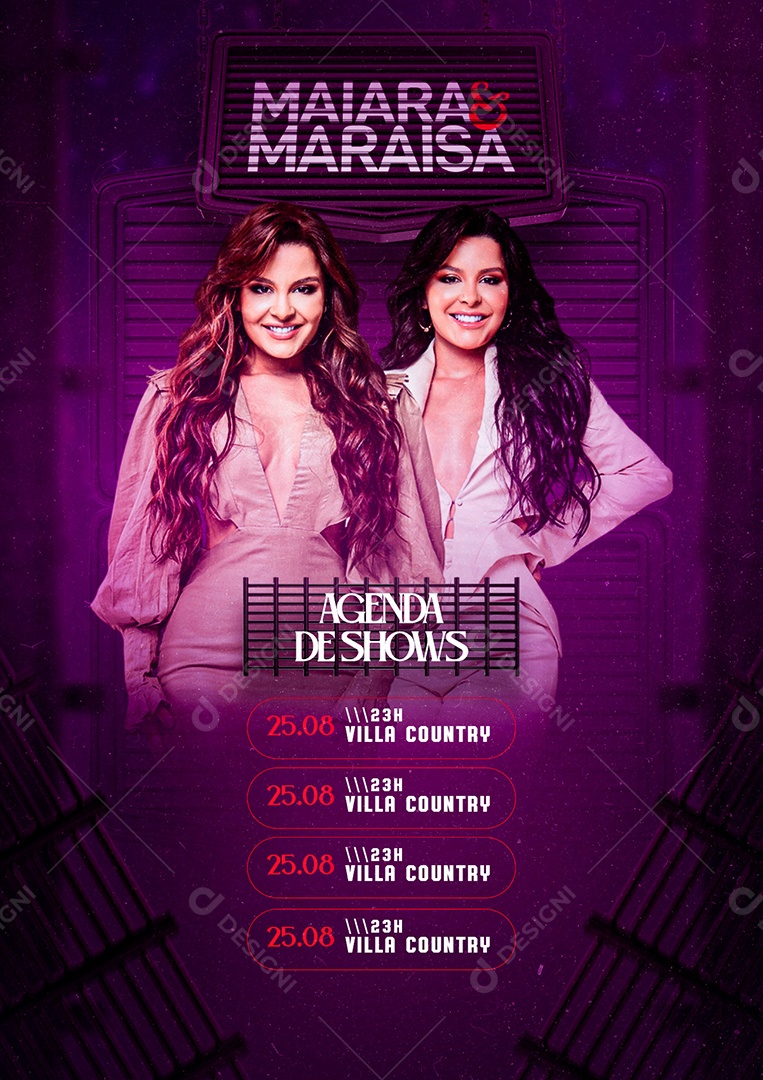 Agenda de Shows Maiara e Maraisa Flyers Social Media PSD Editável