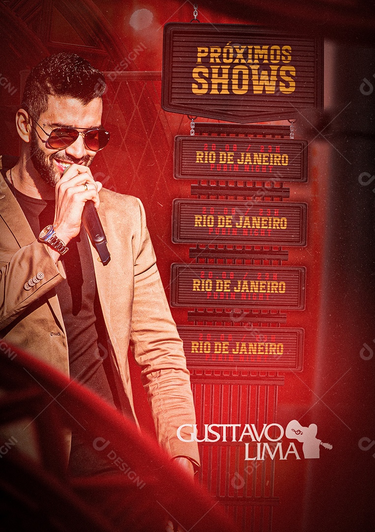 Próximos Shows Gusttavo Lima Flyers Social Media PSD Editável