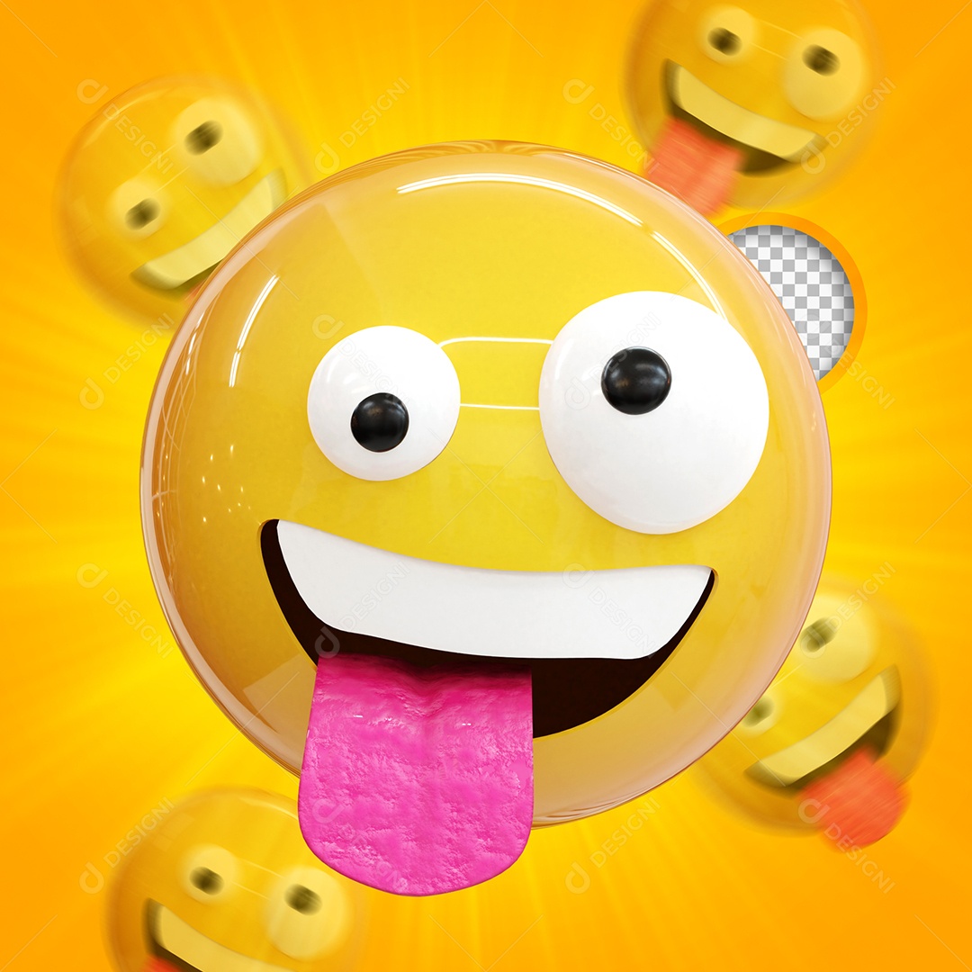 Emoji 3D Reação bêbado Elemento para composição PSD