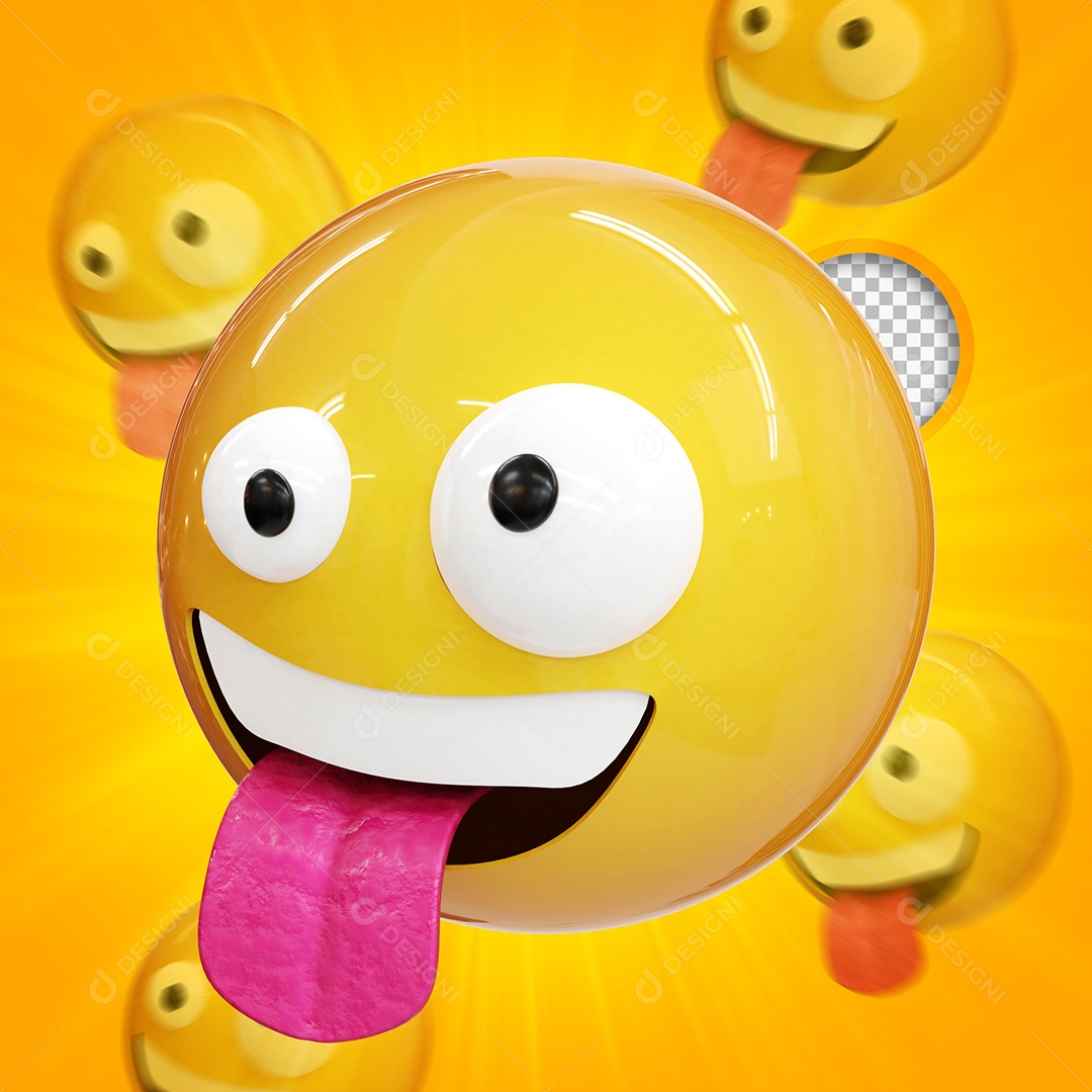 Emoji 3D Reação bêbado Elemento para composição PSD