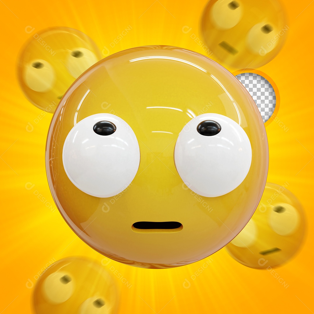 Emoji 3D Reação Carrancudo de Olhos pra Cima Elemento para composição PSD