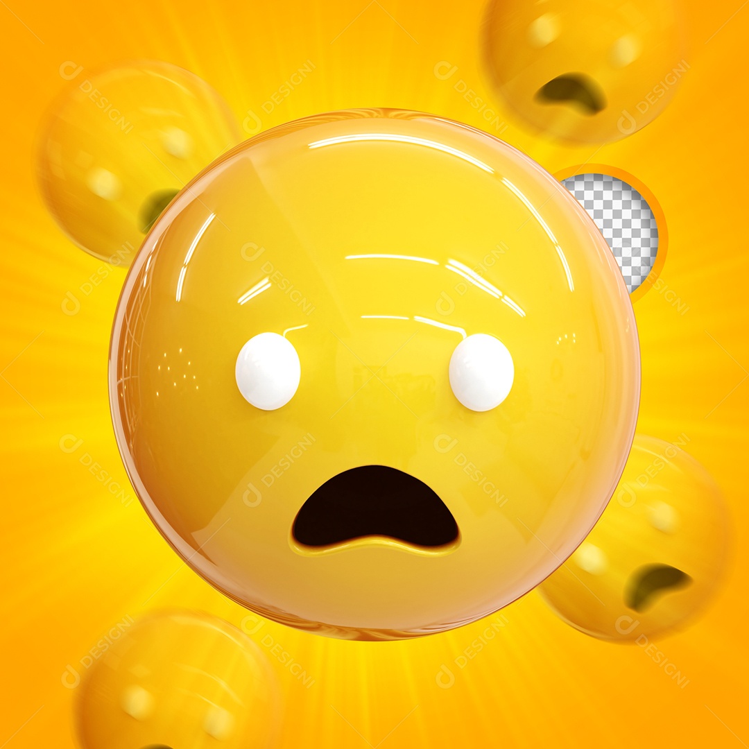 Emoji 3D Reação Carrancudo de boca aberta Elemento para composição PSD