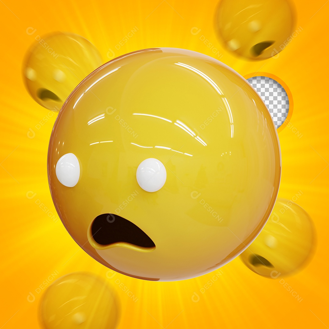 Emoji 3D Reação Carrancudo de boca aberta Elemento para composição PSD