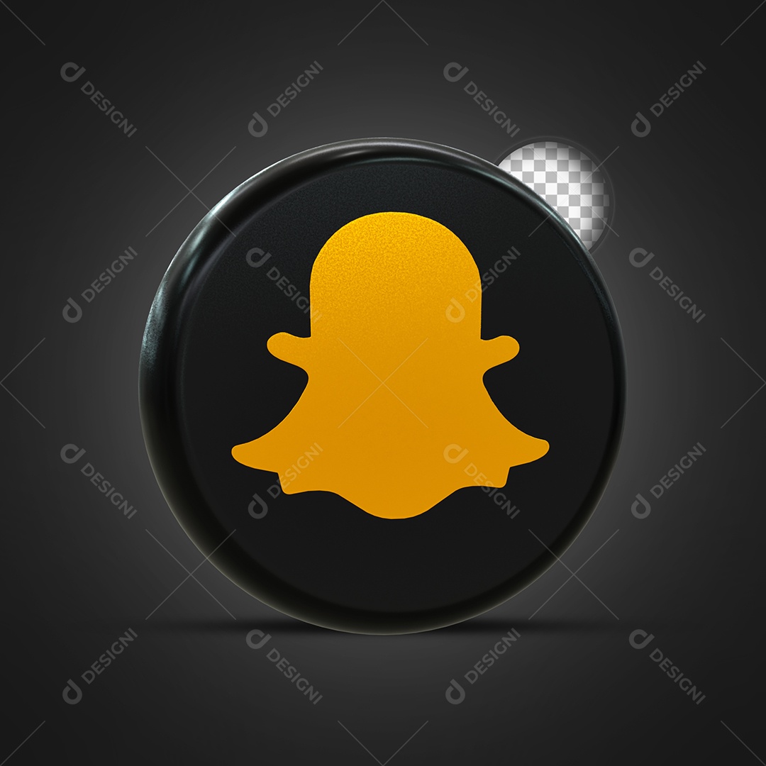 Snapchat Ícone 3D Dourado e Preto Para Composição PSD