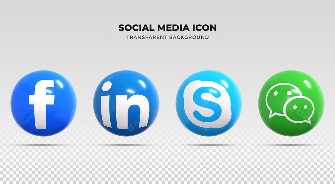 Coleção de Ícones para redes sociais Facebook Linkedin Skype e Line para Composição PSD